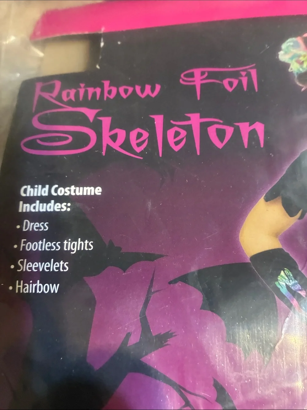 Halloween Rainbow Foil Skeleton Size Large 10-12 Costume -